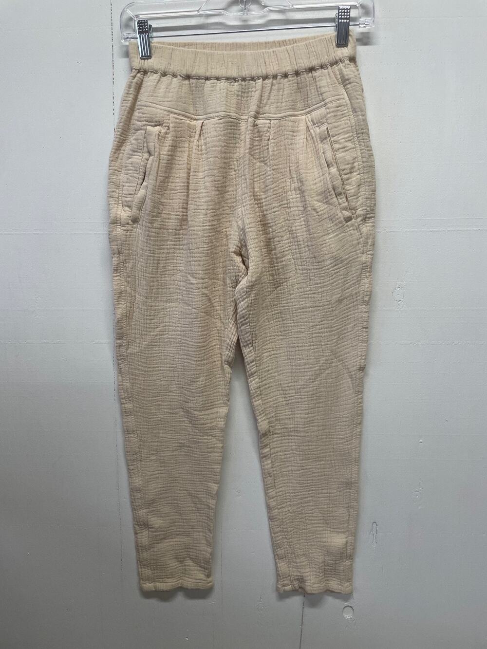 Roolee Women's XS Cotton Pull on Pants Beige Cropped Beach Vacation Swim Coverup